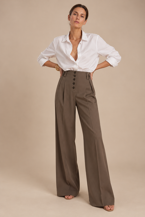 Pantalón ancho con pinzas y botones - LORCA