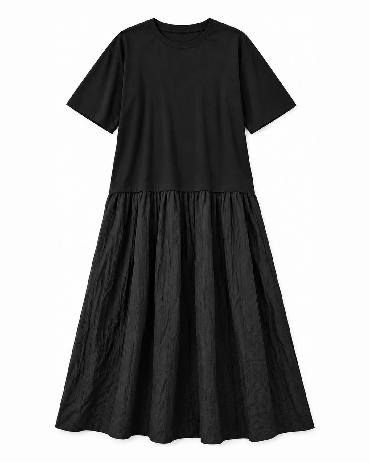Vestido largo de dos texturas ALBA negro