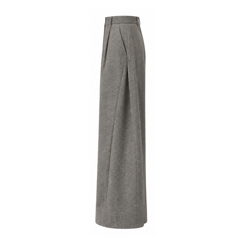 Pantalón ancho de lana con pinzas - NIEBLA
